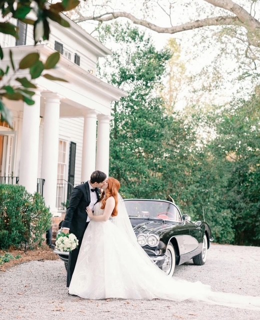Classic Corvette wedding photo
